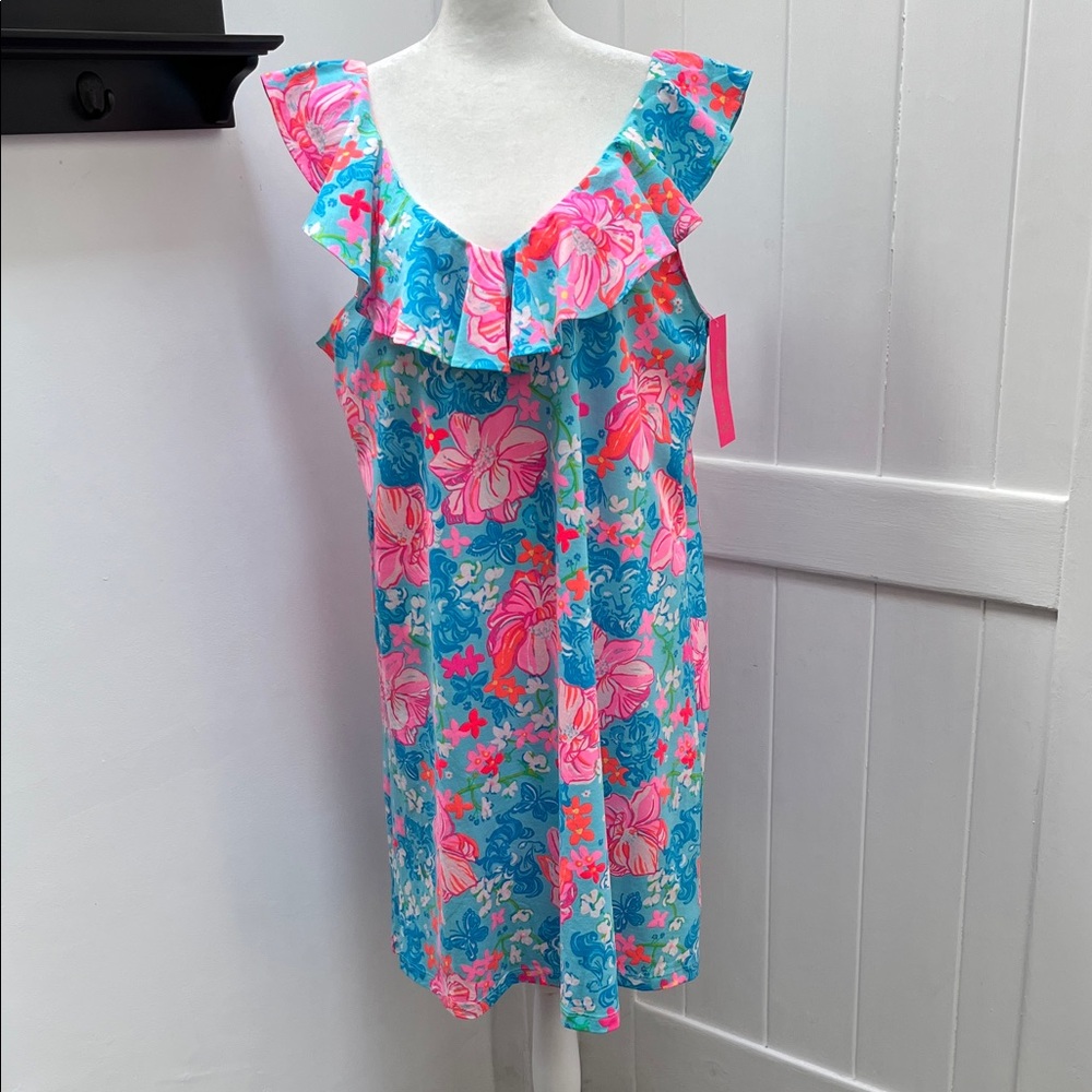 NWT Lilly Pulitzer Alessa Dress-Surf Blue Luscious Lions